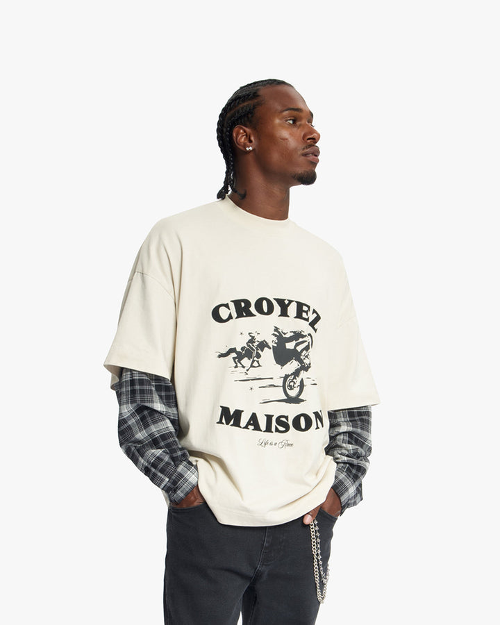 Croyez Layered Race T-Shirt | Light Beige