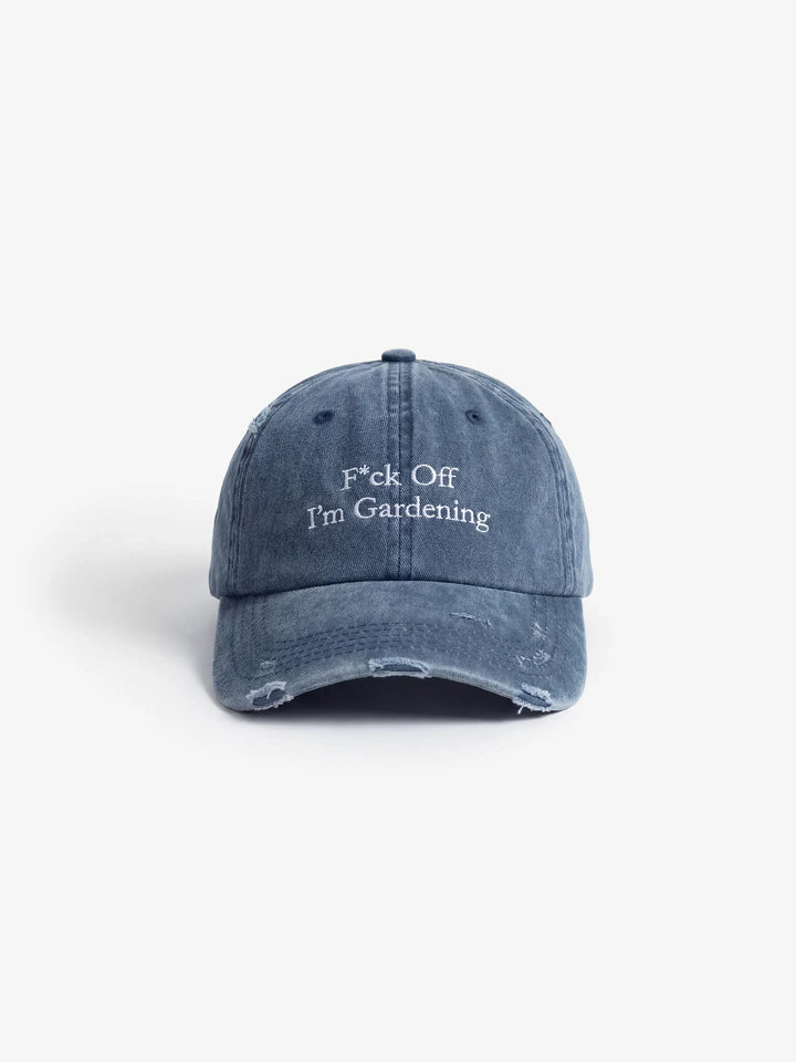 Distressed ''F*ck Off I'm Gardening'' Cap - Washed Navy